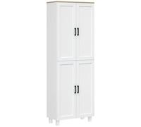 HOMCOM Mobile Dispensa Alto con 5 Ripiani Regolabili Bianco e color Legno