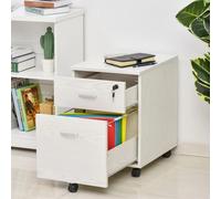 HOMCOM mobile file cabinet A4 con ruote schedario sospeso con 2 cassetti e serratura 40x44x54,6 cm bianco