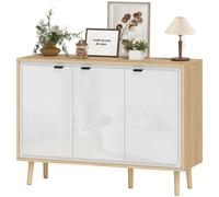 HOMCOM Mobile Ingresso 3 Ante con Ripiano Regolabile 107x35x77cm Bianco e Rovere