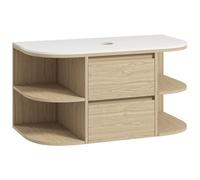 HOMCOM Mobile lavabo a parete, mobiletto, mobile bagno a parete con cassetti e ripiani a chiusura ammortizzata - dim. 90L x 45P x 46H cm, marrone