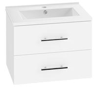 HOMCOM Mobile Lavabo Bagno, con 2 Cassetti e Lavandino, Bianco