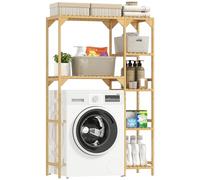 HOMCOM Mobile Lavatrice in Bambù a 7 Ripiani Reversibili, Mobile Sopra Lavatrice Salvaspazio con Spazio Regolabile, per Riporre e Organizzare, per Bagno Lavanderia, 100x40x157 cm, Color Legno