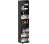 HOMCOM Mobile Libreria a 16 Ripiani per 720 CD in Legno 106.5x24x126.3 cm Nero