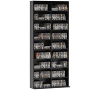 HOMCOM Mobile Libreria a 16 Ripiani per 720 CD in Legno 106.5x24x126.3 cm Nero