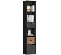 HOMCOM Mobile Libreria a 4 Ripiani Aperti con Armadietto e Cassetto Nero