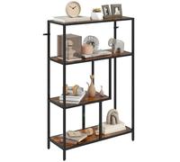 HOMCOM Mobile Libreria a 4 Ripiani in Stile Industriale, Scaffale in Legno e Metallo per Salotto, Ufficio e Studio, 77x30x116 cm, Marrone Rustico