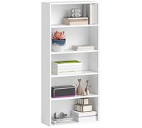 HOMCOM Mobile Libreria a 5 Ripiani Moderna in Legno 60x24x133.5 cm Bianco
