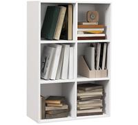 HOMCOM Mobile Libreria a 6 Cubi, Libreria Salvaspazio in Legno, Scaffale Divisorio per Stanza, Soggiorno, Camera da Letto e Ufficio, 65.5x30x97.5 cm, Bianco
