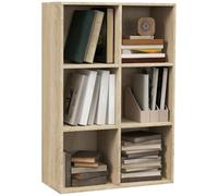 HOMCOM Mobile Libreria a 6 Cubi Salvaspazio 65.5x30x97.5 cm Color Rovere