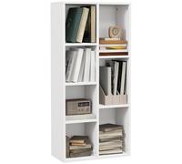 HOMCOM Mobile Libreria a Cubi con 7 Ripiani di Diverse Dimensioni, Libreria Scaffale Moderna in Legno, 50x24x106 cm, Bianco