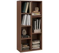 HOMCOM Mobile Libreria a Cubi con 7 Ripiani di Diverse Dimensioni, Libreria Scaffale Moderna in Legno, 50x24x106 cm, Color Noce