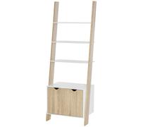 HOMCOM Mobile Libreria a Scala con 3 Mensole e Armadietto Stile Nordico in Legno