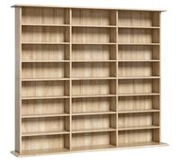 HOMCOM Mobile libreria per 1032 CD o 594 DVD con 24 scomparti e 18 ripiani regolabili, rovere Aosom Italy