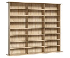 HOMCOM Mobile libreria per 1032 CD o 594 DVD con 24 scomparti e 18 ripiani regolabili, rovere Aosom Italy