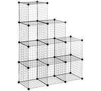 HOMCOM Mobile Libreria Salvaspazio 9 Cubi Bambini Rete 35x35x35cm Nero | Organizzatore per Vestiti e Giocattoli di Bambini, Scaffale Portaoggetti, Scarpiera in Rete con Pannelli in Acciaio e PP