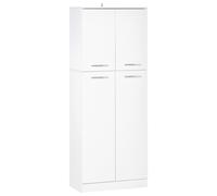 HOMCOM Mobile Dispensa Multiuso con 2 Armadietti e Mensole Regolabili, MDF, 59x31x155cm, Bianco