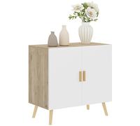 HOMCOM Mobile Multiuso 3 Ripiani Regolabili 76x41.2x74 cm Rovere e Bianco