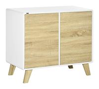 HOMCOM Mobile Multiuso con 2 Ante, Pressione 80x40x70cm Bianco e Quercia