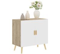 HOMCOM Mobile Multiuso con Ripiano Regolabile su 3 Livelli e Base Rialzata, in Legno, 76x41.2x74 cm, Bianco e Rovere Aosom Italy