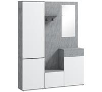 HOMCOM Mobile da Ingresso 4 in 1 con Specchio Gancio Ripiani Regolabili Interni