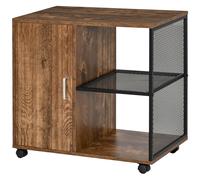 HOMCOM Mobile per Stampante e Documento, Cassettiera con Rotelle in Stile Nordico, Mobiletto Multiuso per Ufficio e Casa, Marrone Vintage