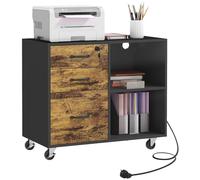 HOMCOM Mobiletto Stampante con 3 Cassetti e 2 Ripiani in MDF Marrone e Nero