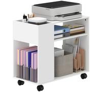 HOMCOM Mobile per Stampante con Ruote, Ripiani e Scomparti, 70x36x60 cm, Bianco