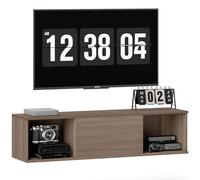 HOMCOM Mobile per TV sospeso 120 cm, armadio da parete, mobile pensile, stile moderno, con 2 scomparti aperti e porta pieghevole, colore: marrone