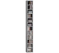 HOMCOM Mobile Porta CD a 12 Ripiani 204 CD 21x20x175cm Grigio Cemento
