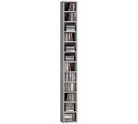 HOMCOM Mobile Porta CD da Parete in Legno con 12 Mensole 21x20x175cm Grigio