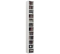 HOMCOM Mobile Porta CD a 12 Ripiani, Scaffale Porta 204 CD Salvaspazio, Mobile Portacd a Colonna, per Soggiorno, Camera da Letto, Ufficio, 21x20x175cm, Bianco