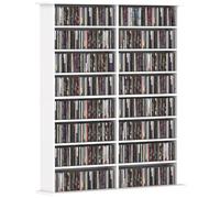 HOMCOM Mobile porta CD Moderno a 16 Ripiani in Legno 106.5x24x126.3 cm Bianco