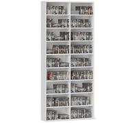 HOMCOM Mobile Porta CD con 14 Ripiani Regolabili, Scaffale Porta 640 CD/360 DVD/430 Blu-ray Salvaspazio, Mobile Portacd con 18 Scomparti, per Soggiorno, Camera da Letto, Ufficio, 78.5x24x175cm, Bianco