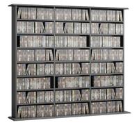 HOMCOM Mobile Porta CD con 18 Ripiani Regolabili, 145x24x126.3 cm, Nero | 8 Livelli, Scaffale Porta 1032 CD/594 DVD/Blu-ray, Salvaspazio, Mobile Portacd, 24 Scomparti, per Soggiorno Ufficio