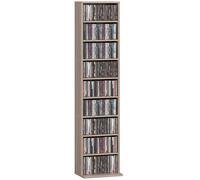 HOMCOM Mobile Porta CD con 6 Ripiani Regolabili per 260 CD/120 DVD Color Legno
