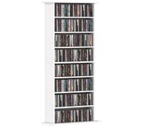 HOMCOM Mobile Porta CD con 6 Ripiani Regolabili, Scaffale Porta 360 CD/185 DVD Salvaspazio in Legno, Mobile Portacd con 8 Scomparti, per Soggiorno, Camera da Letto, Ufficio, 58x24x126.3 cm, Bianco