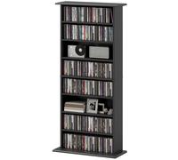 HOMCOM Mobile Porta CD con 6 Ripiani Regolabili, Scaffale Porta 360 CD/185 DVD Salvaspazio in Legno, Mobile Portacd con 8 Scomparti, per Soggiorno Camera da Letto Ufficio, 58x24x126.3 cm, Nero