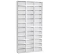HOMCOM Mobile Porta CD con Ripiani Regolabili, Scaffale Porta 1116CD/528DVD Salvaspazio in Legno, Mobile Portacd con 36 Scomparti, 102x23.5x195 cm, Bianco
