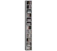 HOMCOM Mobile Porta CD da Parete in Legno con 12 Mensole 21x20x175cm Grigio