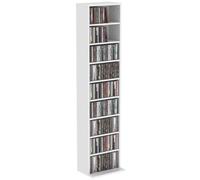 HOMCOM Mobile Porta CD/DVD, Scaffale Alto Salvaspazio a 9 Livelli con 6 Ripiani Regolabili, Bianco, fino a 260 CD/120 DVD