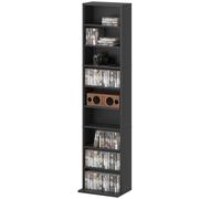 HOMCOM Mobile Libreria a 9 Ripiani per 260 CD dal Design Moderno, Mobiletto Porta CD in Truciolato, 33x24x140 cm, Nero