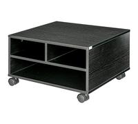 HOMCOM Mobile Porta Stampante a 2 Ripiani in Legno con Ruote per Ufficio e Studio, 47x40x22.5cm, Nero Aosom