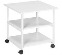 HOMCOM Carrello Porta Stampante a 3 Ripiani, Mobile da Ufficio Supporto per Stampante con 4 Ruote, 50x50x52.5cm, Bianco