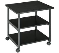 HOMCOM Carrello Porta Stampante a 3 Ripiani, Supporto Stampante con Ruote con Freno, Moderno e Salvaspazio in Acciaio e Legno, per Casa, Studio, Ufficio, 50x50x52.5cm, Nero