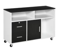 HOMCOM Mobile Porta Stampante a Rotelle, 100x35x65 cm, Nero e Bianco