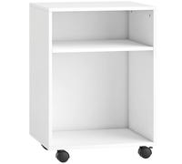 HOMCOM Mobile Porta Stampante con 2 Ripiani Aperti e Ruote Bloccabili, per Ufficio e Casa, 40x35x56 cm, Bianco Aosom Italy
