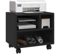 HOMCOM Mobile Porta Stampante con 3 Scomparti Aperti e Ruote 40x30x36cm Nero