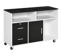 HOMCOM Mobile Porta Stampante con Cassetti Mobiletto Multiuso Nero e Bianco