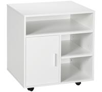 HOMCOM Mobile Porta Stampante con Ripiani e Armadietto 60x50x65.5cm Bianco