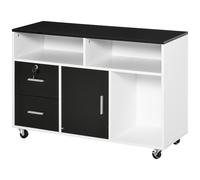 HOMCOM Mobile Porta Stampante Multiuso Cassetti con Serratura Nero e Bianco